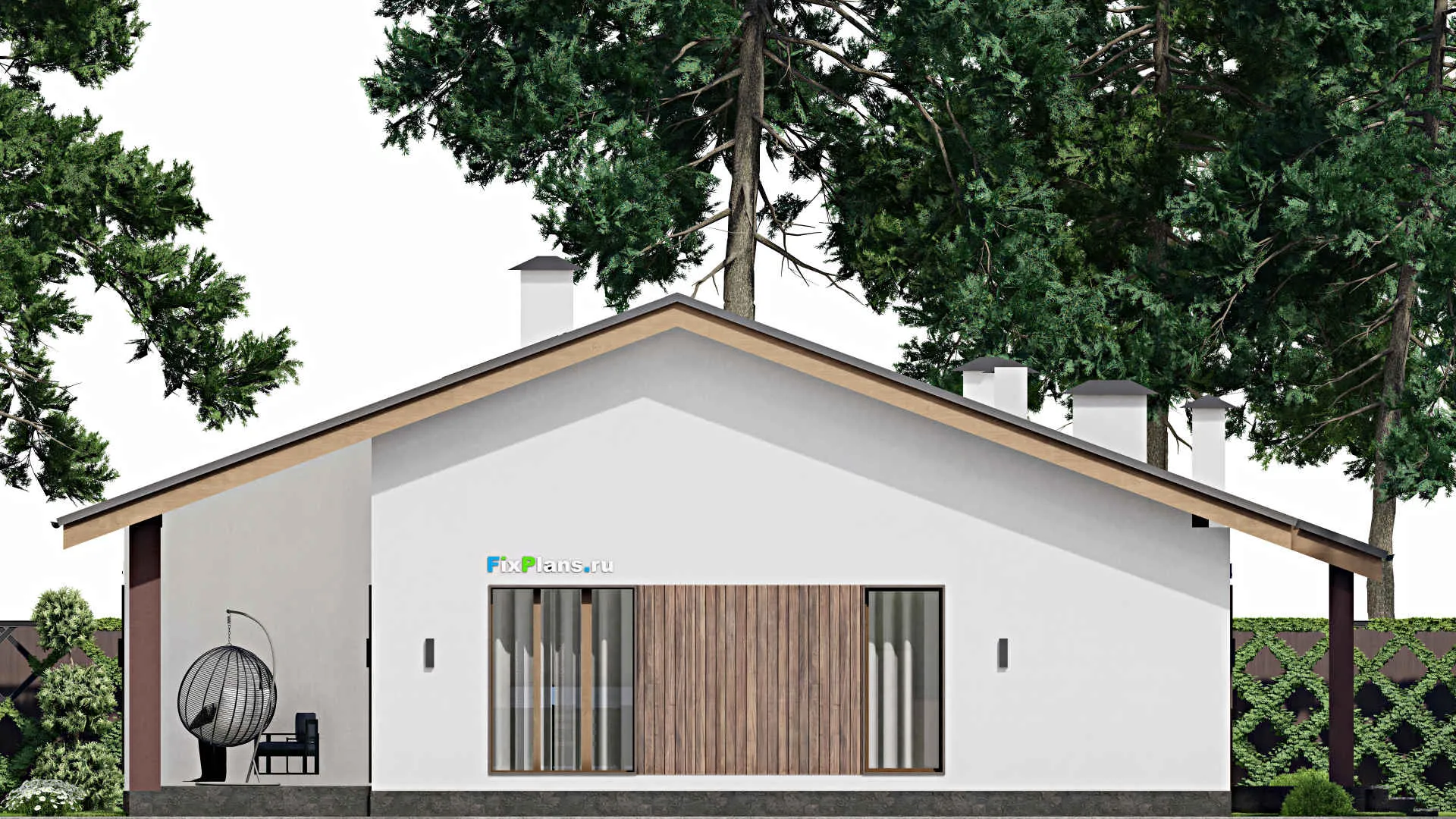 F-12230 - Проект одноэтажного дома 16 на 16, площадью 180 м² с 4 спальнями