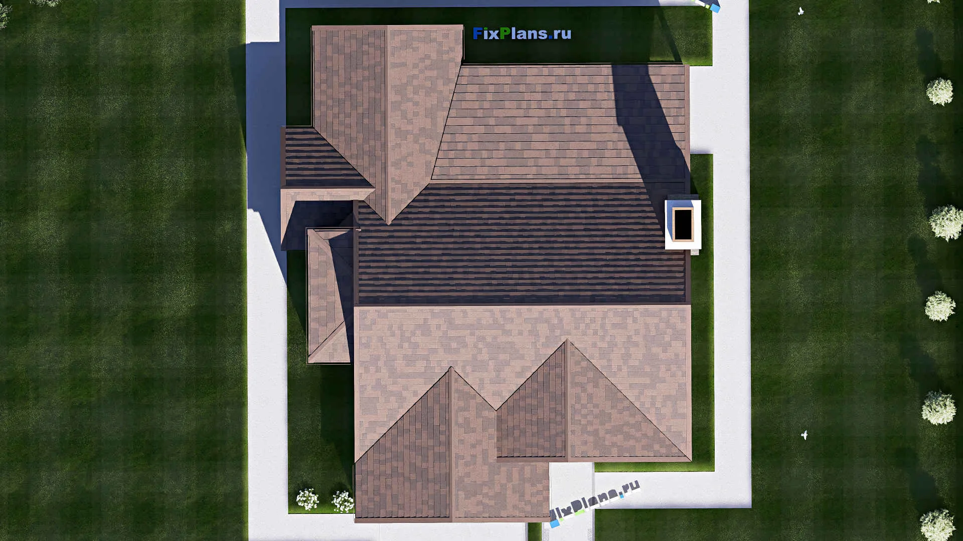 F-20195 - Проект одноэтажного дома 17 на 20, площадью 300 м² с террасой, гаражом на 2 машины и 4 спальнями