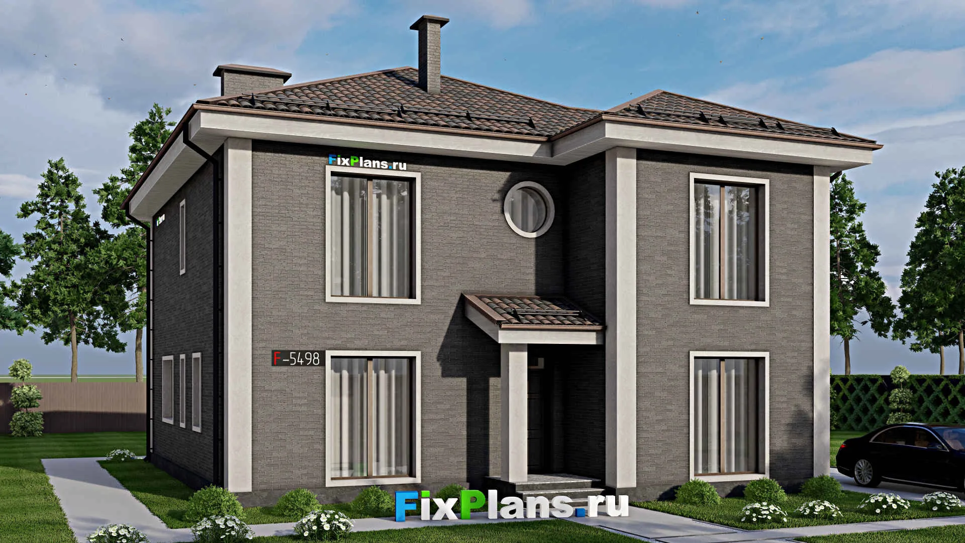 F-5498 - Проект двухэтажного дома 12 на 14, площадью 190 м² с 4 спальнями