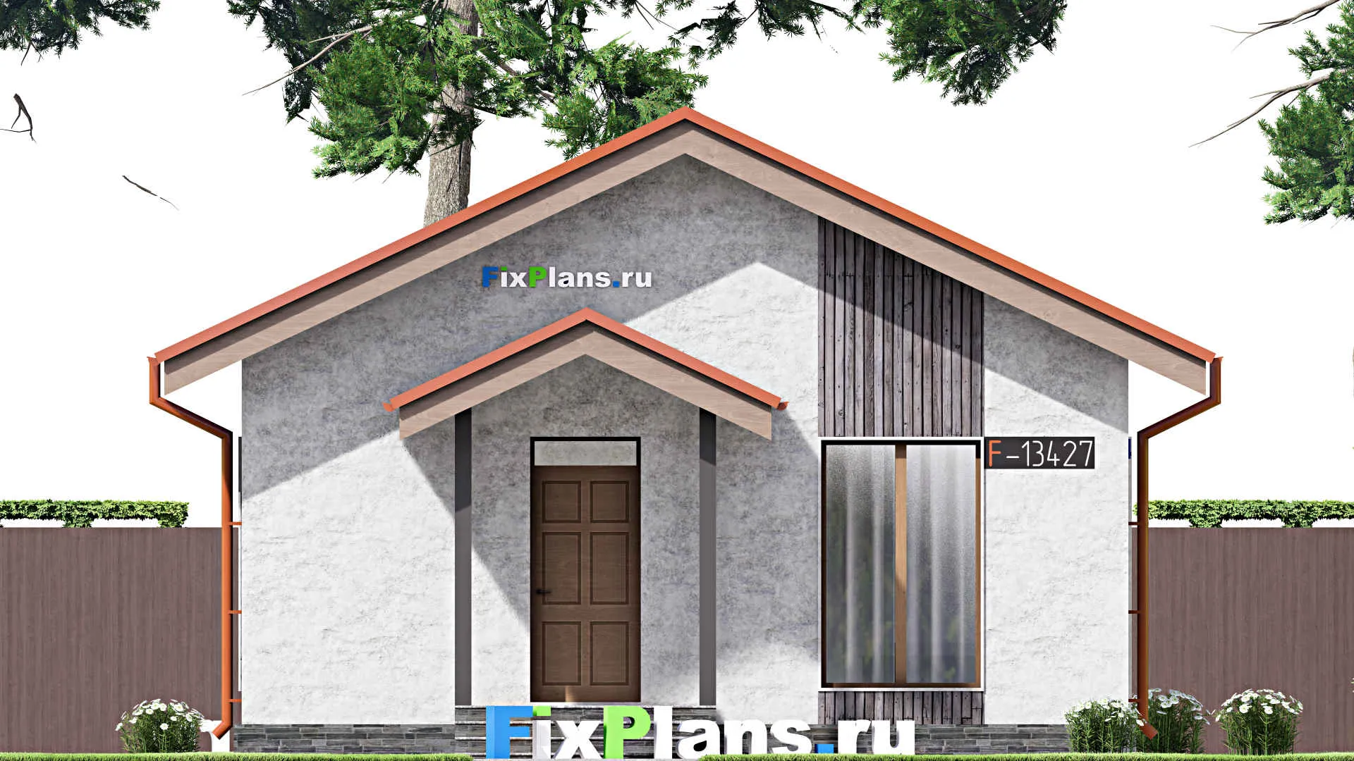 F-13427 - План одноэтажного дома 9 на 15, площадью 90 м² с 2 спальнями