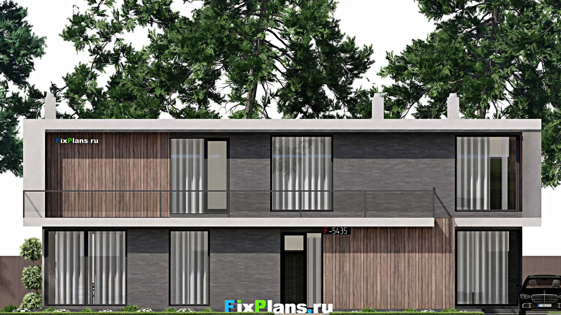 F-5435 - Проект двухэтажного дома 13 на 18, площадью 340 м² с балконом, спортзалом и 4 спальнями