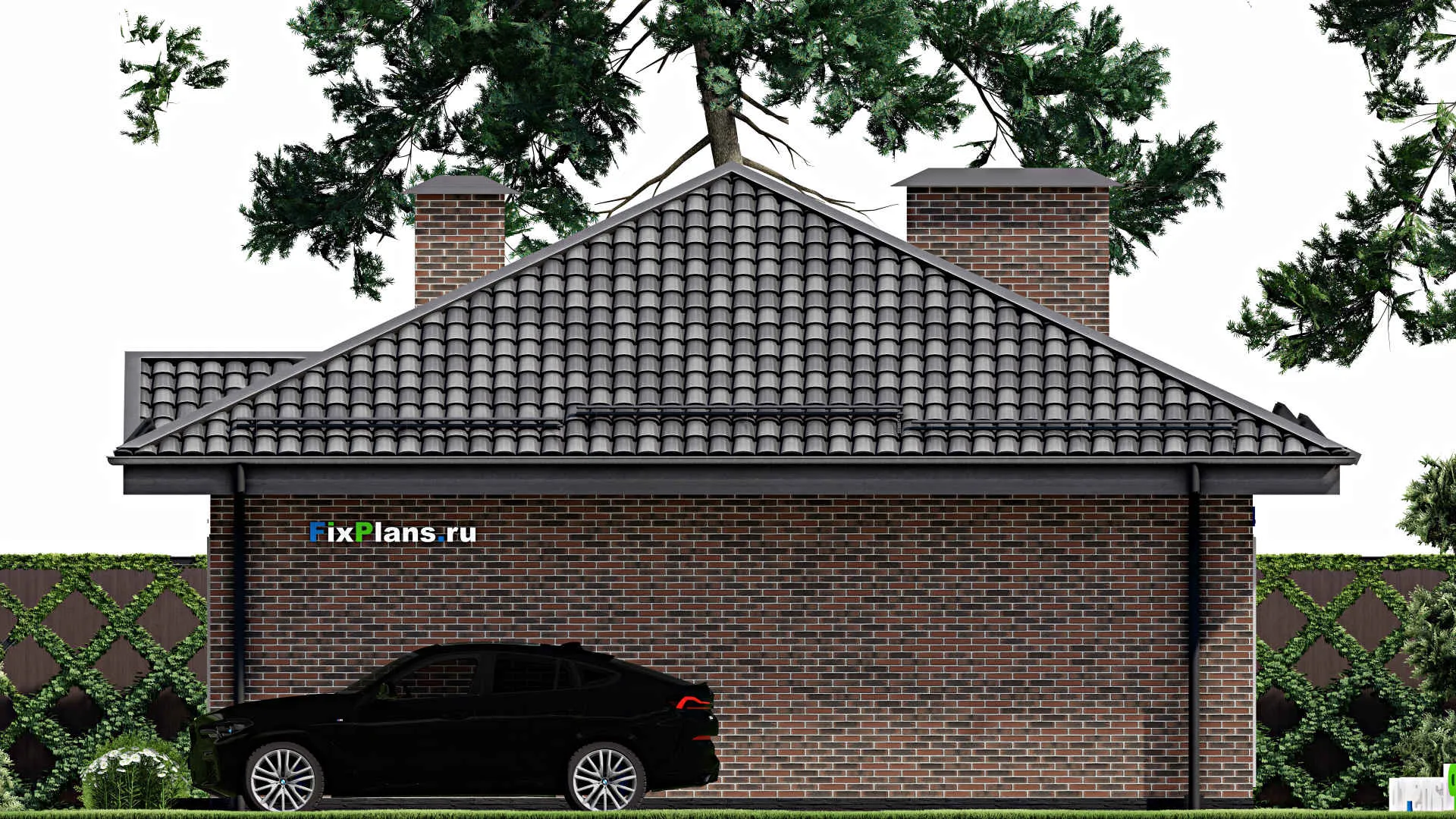 F-6767 - Проект одноэтажного дома 11 на 19, площадью 150 м² с террасой и 3 спальнями